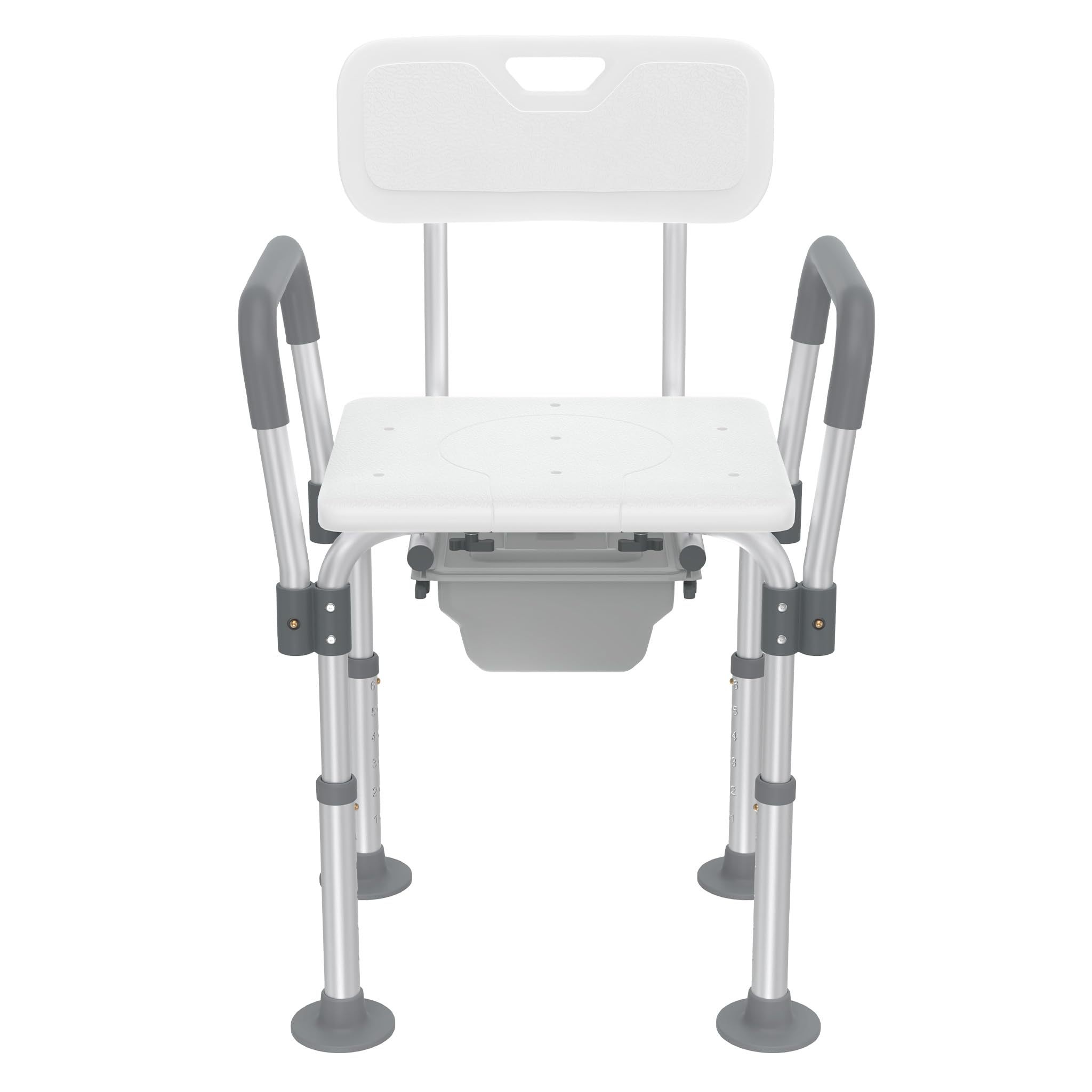 Adjustable Height Toilet Chair - Portable And Hygienic Shower And Bath Stool With Armrests, Ideal For Adults And Seniors, Perfect For Night Use