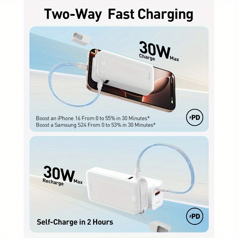 portable, ultra small 10, 000mah 30w pd power bank, usb c   fast charging battery pack with stand, travel essential phone powerbank 1615 pro, s25s24 series, portable charger,   charging, lightweight power bank, sleek power bank, reliable charging,   charging, usbc power bank, multidevice charger, mobile  , tech travelers, with led display,   in multiple colors, perfect as gifts for  , portable charger power bank, power bank fast charge Product details 2