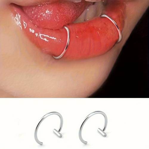 minimalist style 2 lip studs valentines day suitable daily wear and parties ribbon shaped piercing body jewelry a stylish and elegant hypoallergenic stainless steel lip ring
