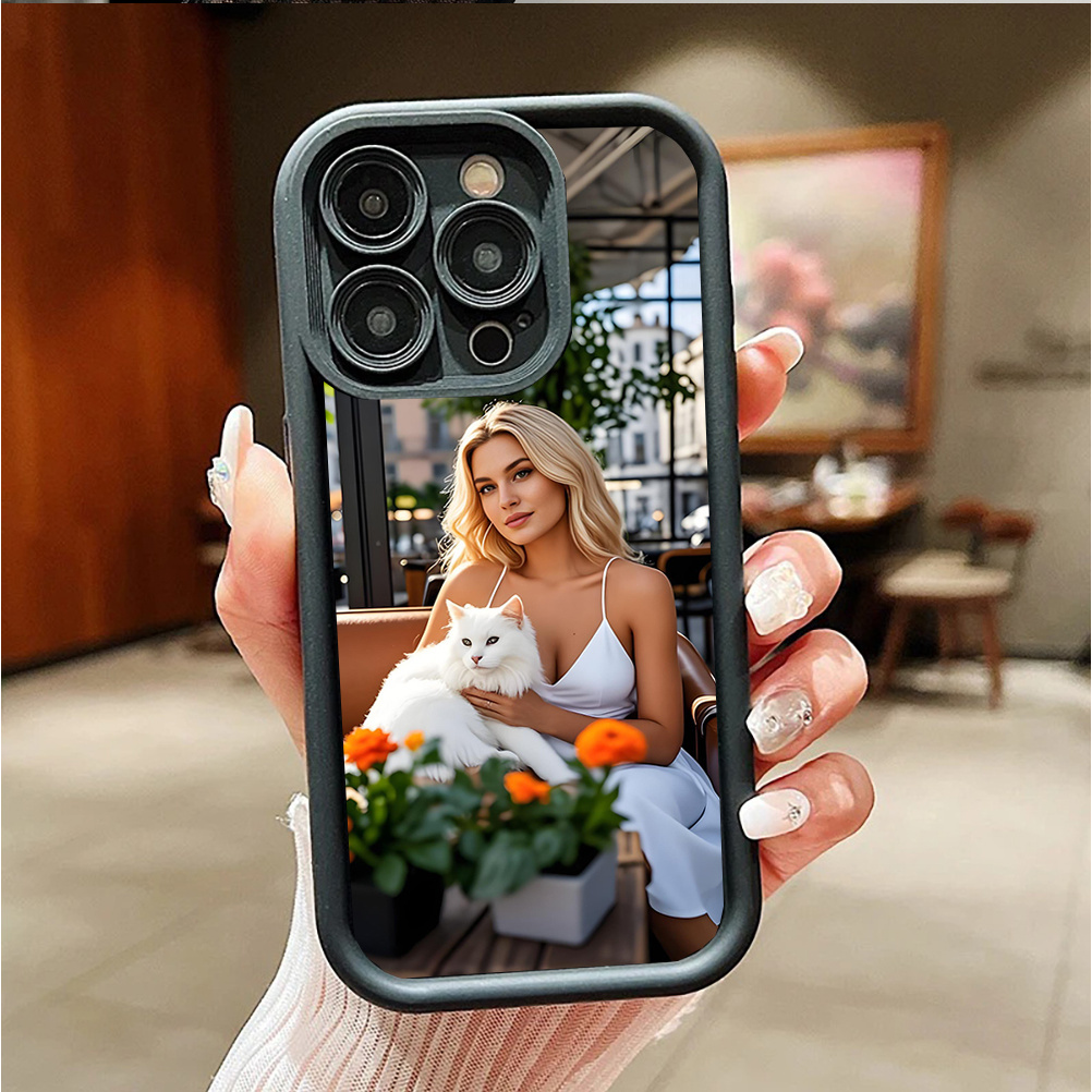 Custom Picture Phone Case with Sky Ladder Mirror Finish, High Definition, Black Soft Edge for iPhone 16/15/14/13/12/11/Plus/Pro/Pro Max Custom Cases, DIY Photo and Text Pattern, Personalized Birthday Gift for Family and Friends, Christmas Gift, Custom Photo Black Border TPU Protective Cover Suitable for Birthdays, Christmas, Valentine's Day