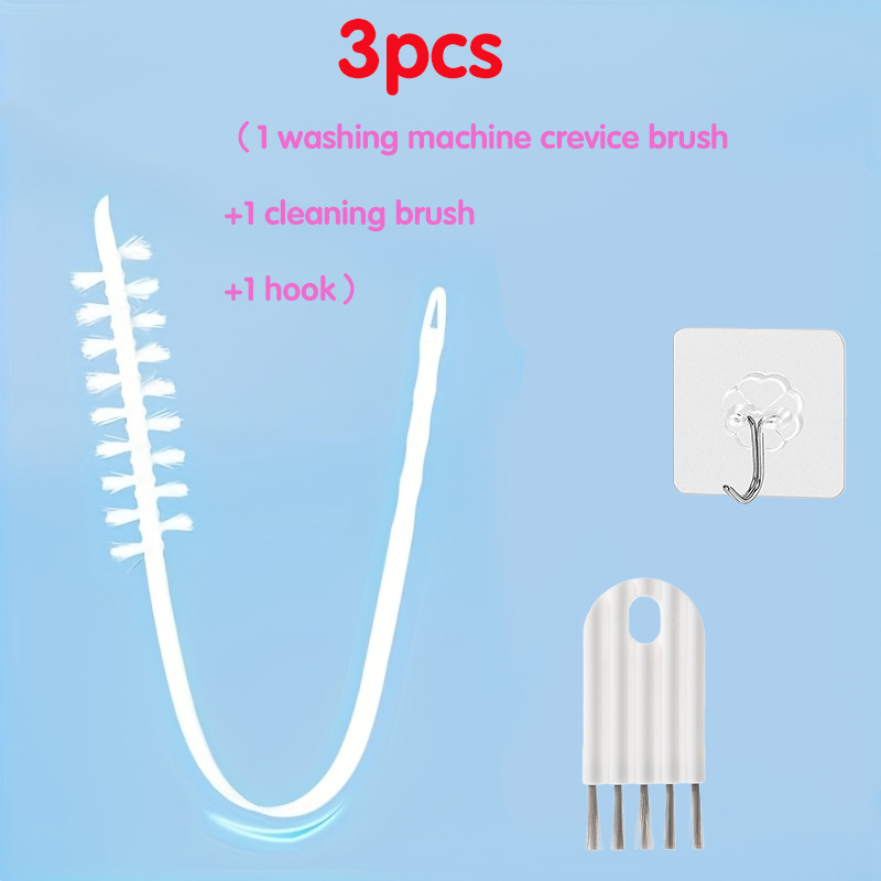 TEMU 3pcs Set: 1 Washing Machine Crevice Brush + 1 Cleaning Brush + 1 Hook. Flexible And Extendable Washing Machine Cleaning Brush, Narrow Lint