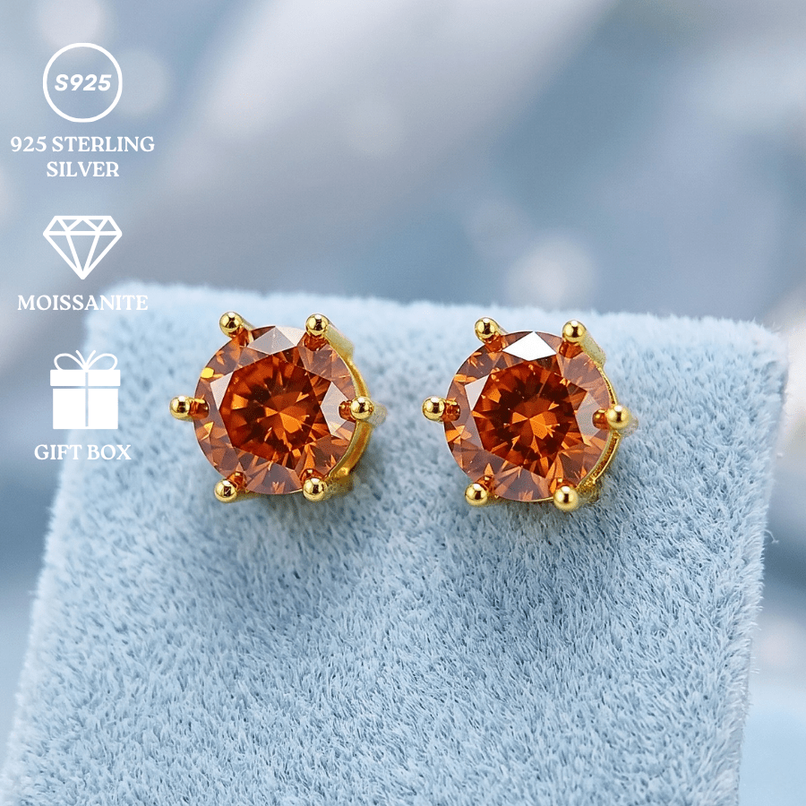 Men's & Women's 0.5/1/2/3 Carat Orange Moissanite Earrings