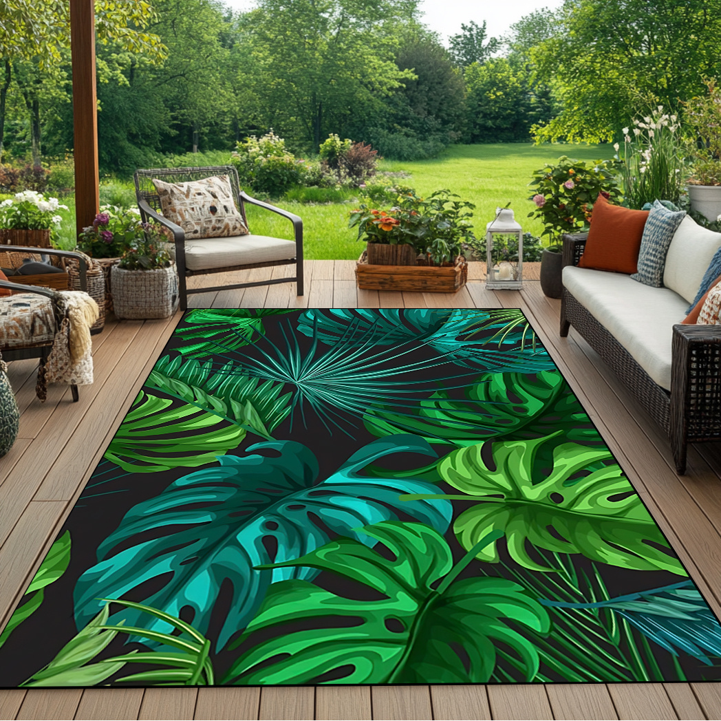 TEMU 1pc Turtle Backed Bamboo Leaves Patterned Area Mat, Washable Non-slip Pattern Christmas Decorations, For Living Room/ Dining Room/ Home/ Office/