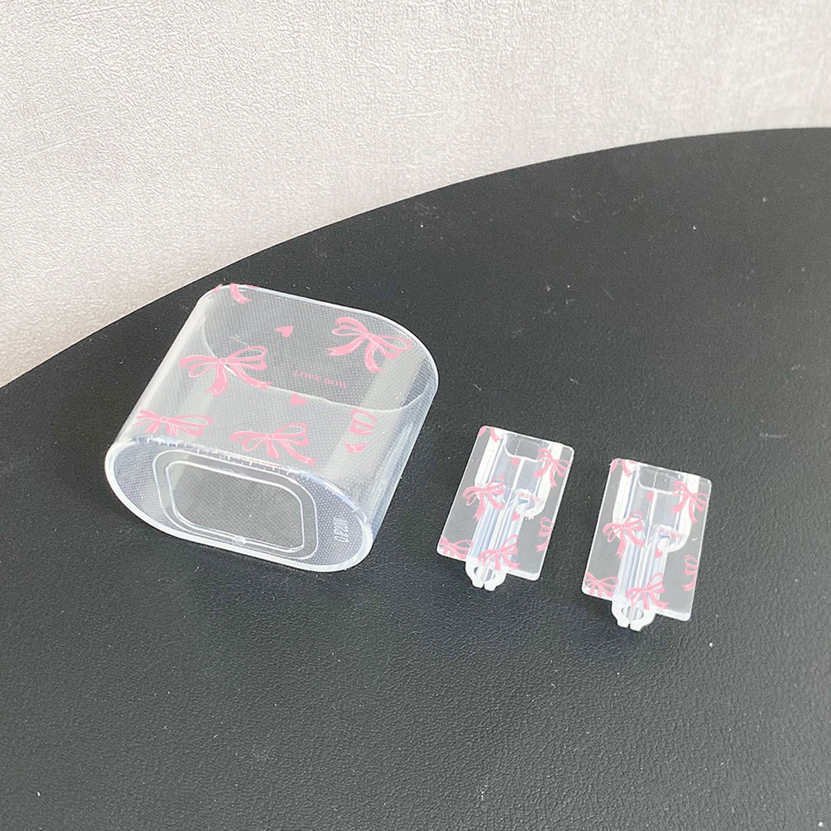 E-shop O6123 Rosa Schleife und Herz Muster Europäischer Standard Transparente Ladehülle Schutzhülle für iPhone 20W, Schutzhülle für iPhone 13/14/15
