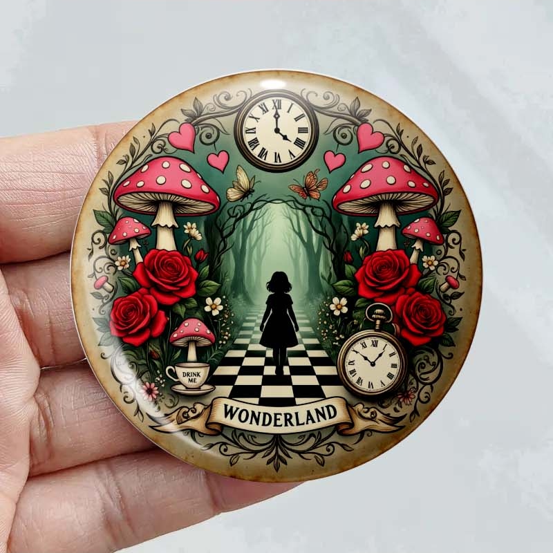 TEMU 1pc 2026 European Special Edition Brooch - Mushroom, Rose & Clock Suitable For Jeans, Clothes, Backpacks, Hats | Retro Cute Irregular For