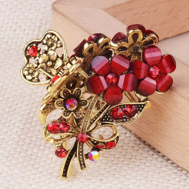 4pcs retro flower medium hair claw clips with   womens fashion metal alloy hairpins suitable for   length hair   daily use and parties ideal gift for   Product details 5
