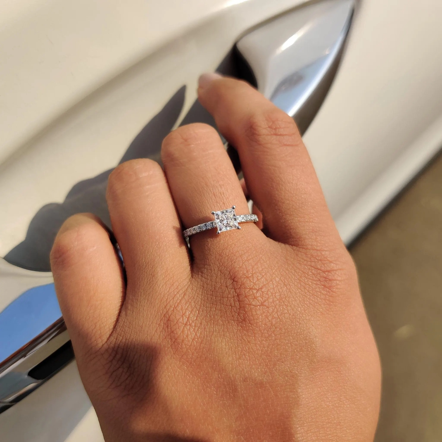 Women's 1/2/3 Carat Princess Cut Moissanite Ring