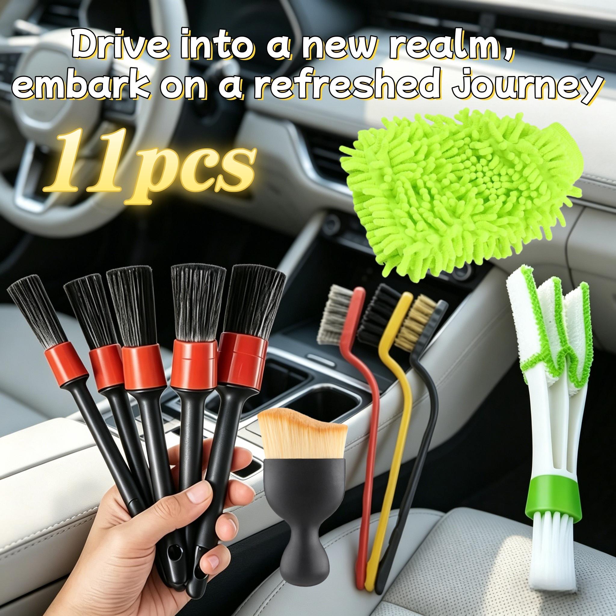 all in   detailing kit including tools and brushes features a built in car wash mitt wheel brush wax applicator curved tire sponge microfiber towel and black sponge crevice brush for effective cleaning and maintenance car cleaning kit
