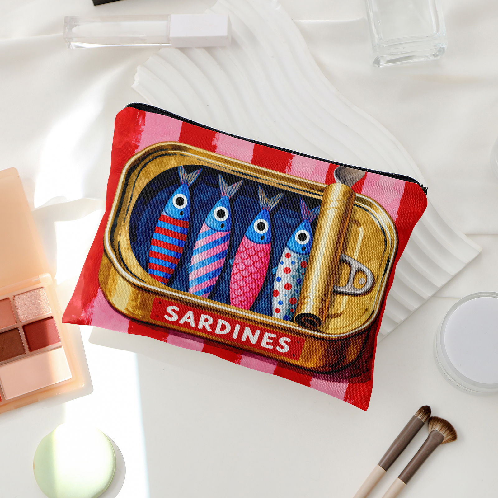 TEMU 1pc Fun Sardine Can Makeup Bag, Travel Toiletry Bag, Suitable For Multi-scene Categorized Storage Of Cosmetics, Toiletries, Skincare Products,