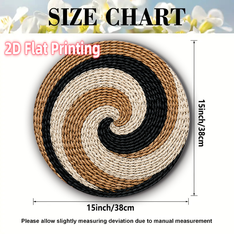 TEMU 4pcs 2d Printed Round Table Mats 15in Spiral Placemats Theme Design Table Arrangement Suitable For Holiday Parties, Family Gatherings, Picnics,