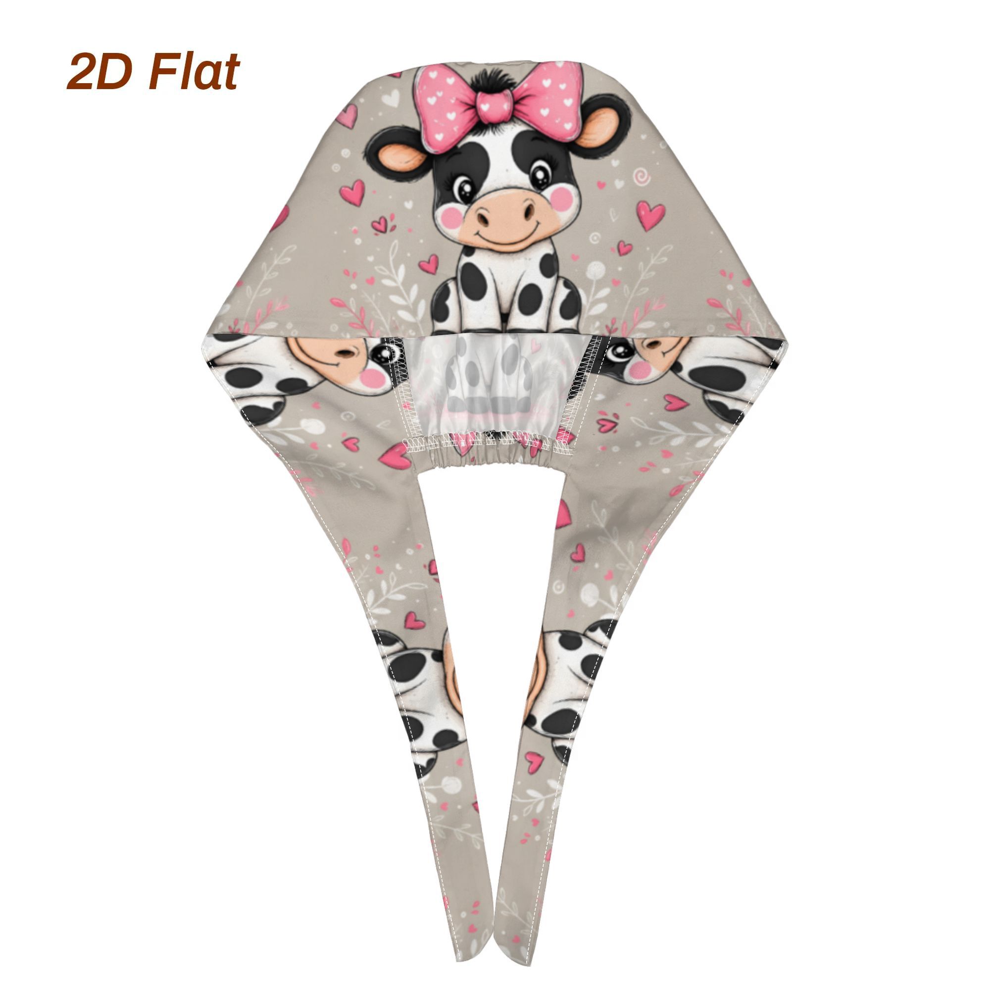 TEMU 2d Print Design - Not Textured Cute Cow Bow Work Street Style Lightweight Tie-back Artistic Headscarves Chefs Hat Providing For Women