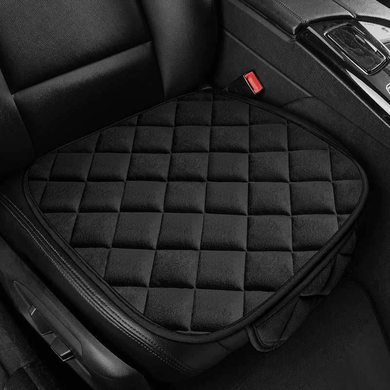 E-shop Autositzkissen, neues schräg kariertes Muster mit Design, für die vordere Sitzreihe, Plüschmaterial, bequem warm, kein Binden erforderlich,