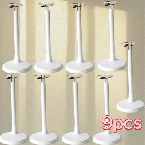 9pcs Adjustable Doll Display Stands - Versatile White Rotating Figurine Holders with Secure Clamps, Home Decor & Collectible Showcasing, Doll Accessories, Decorative Display, , Sturdy Construction