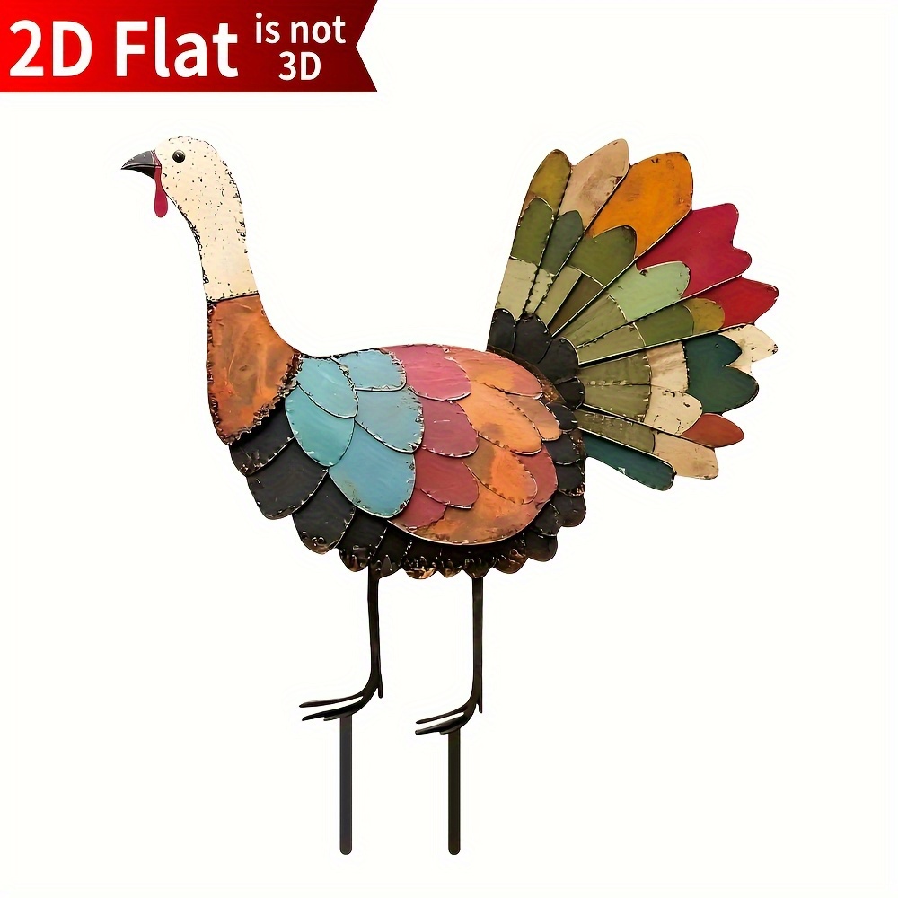 TEMU 2d Flat - 【2d Flat】 2d Flat - [2d Flat] 2d Flat Printing, Thanksgiving 1pc Acrylic Turkey Garden Stake, Rustic Style Windproof And Decorative
