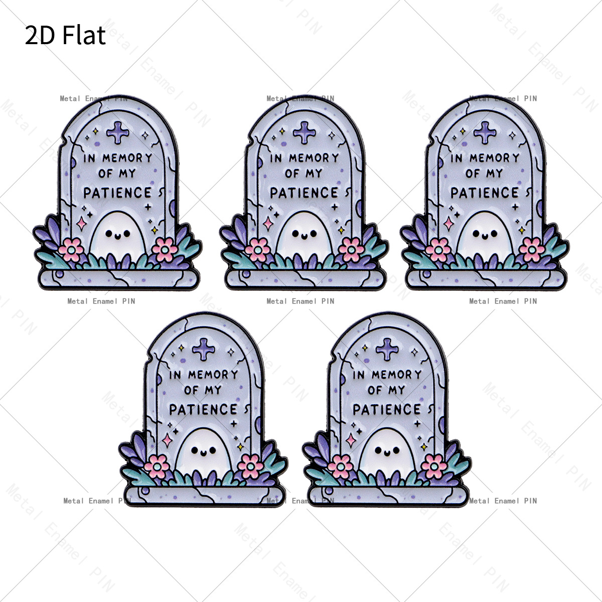 TEMU 2d Flat 5pcs/set "in Memory Of My " Cute Funny Quote Lapel Pins Enamel Pins And Brooches Badge Pins For Backpacks Bags Backpack Cool Decoration