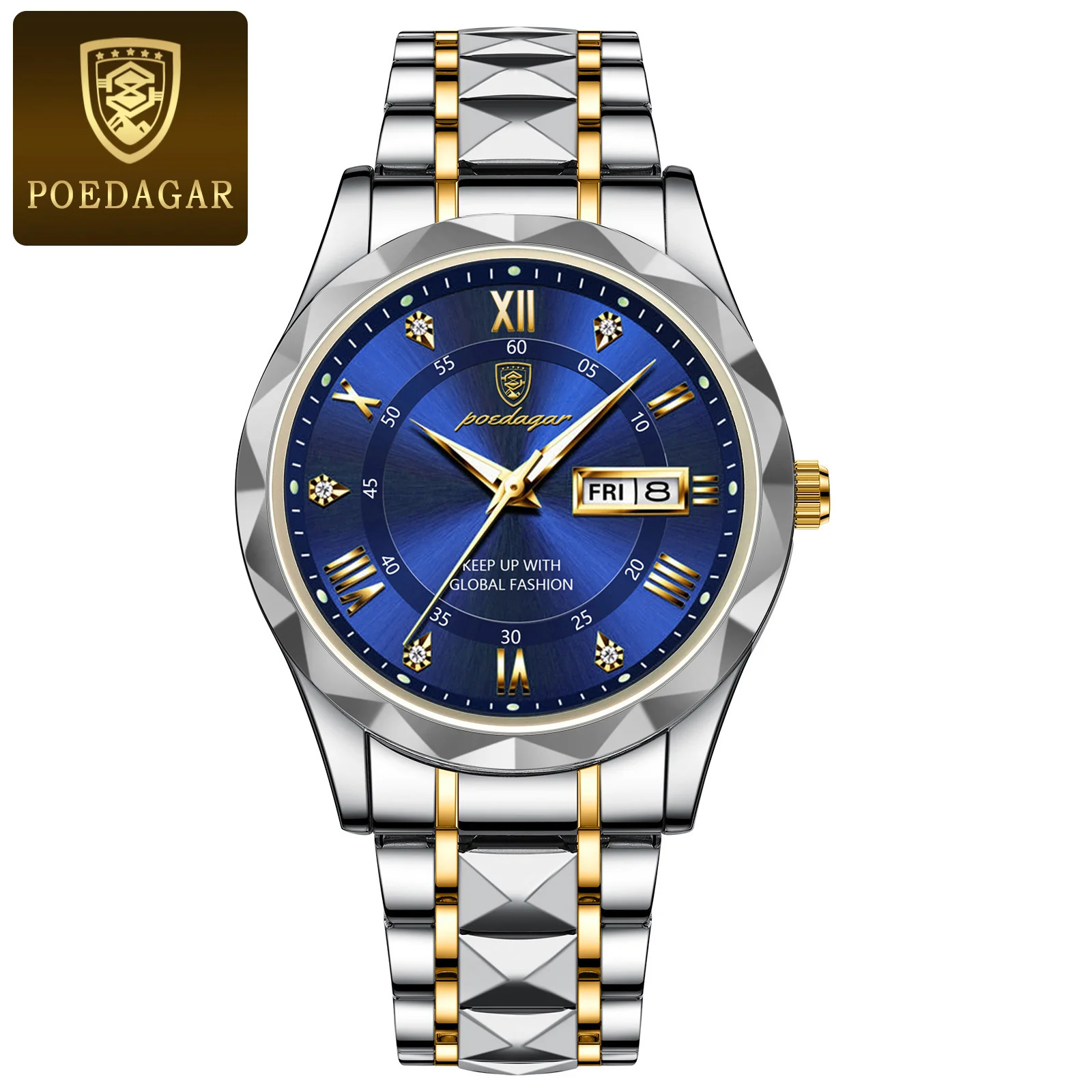 TEMU Business Luxury Men's Watches Stainless Steel Luminous For Man Wristwatch Date Week Sport Men Watch Reloj