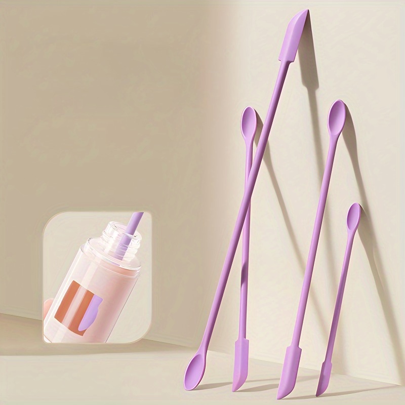 

1pc, cuillère/spatule en silicone pour crème cosmétique, mini spatule à double tête adaptée aux boîtes et bouteilles, outils de pour cosmétiques et lotions, utilisation et hygiénique