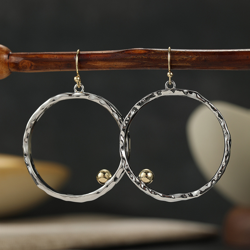 Hand Hammered Circular Dangle Earrings for Women
