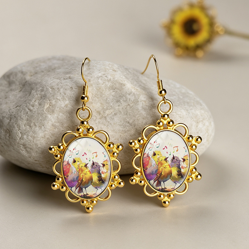 Singing Little Birds Dangle Earrings, Unisex Design