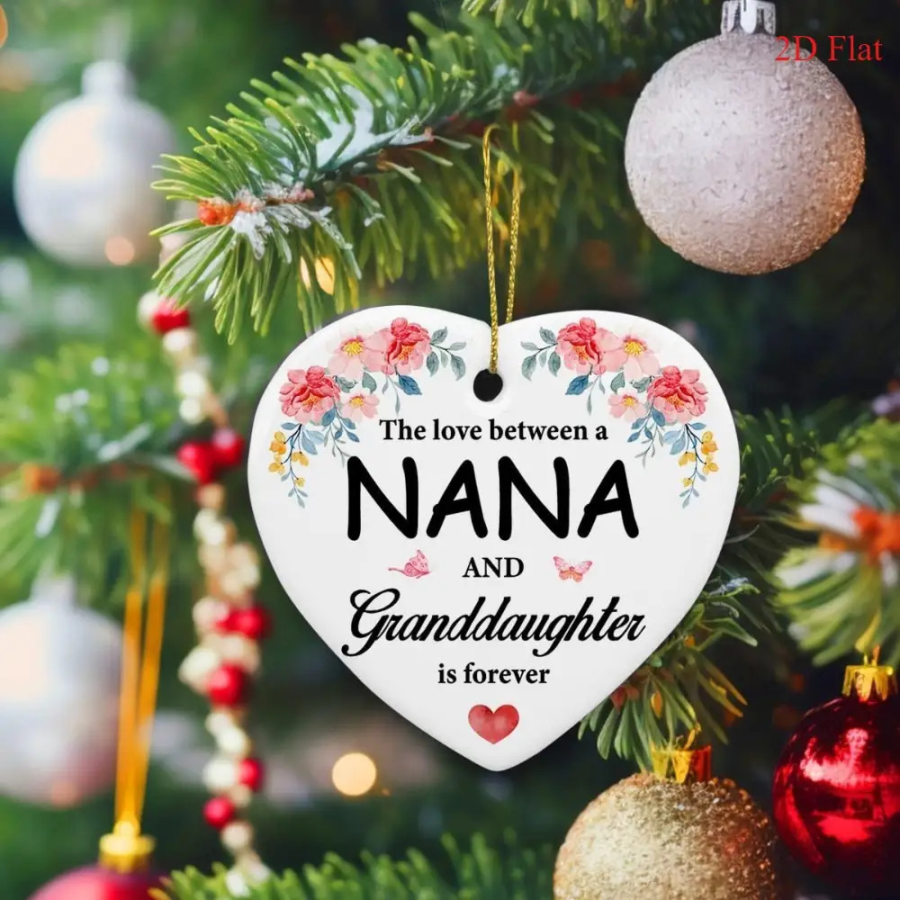 TEMU 2d Flat Design, A Heart-shaped Acrylic Decoration For Grandmother And Granddaughter - 8.5x8 Inches Floral Pattern With The Slogan 'the Love