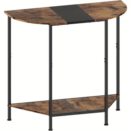 semi circle control desk laptop desk multi function sofa table porch table suitable for office entrance living room bedroom kitchen brown