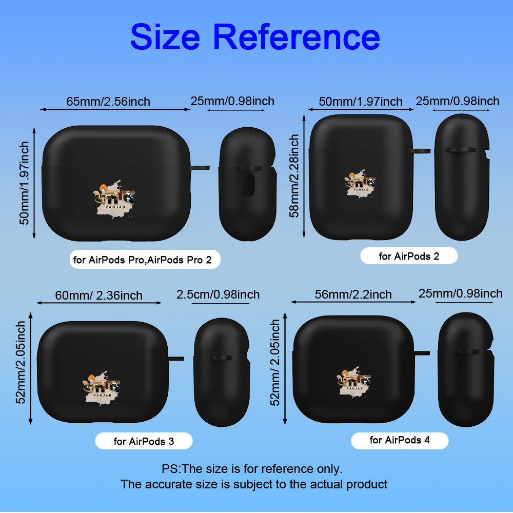 TEMU Punjab Map Print Headphone Case, Suitable For Airpods 1/2/3/4/pro/, Matte Tpu Texture, Lightweight And Durable, Suitable For Wireless Headphone