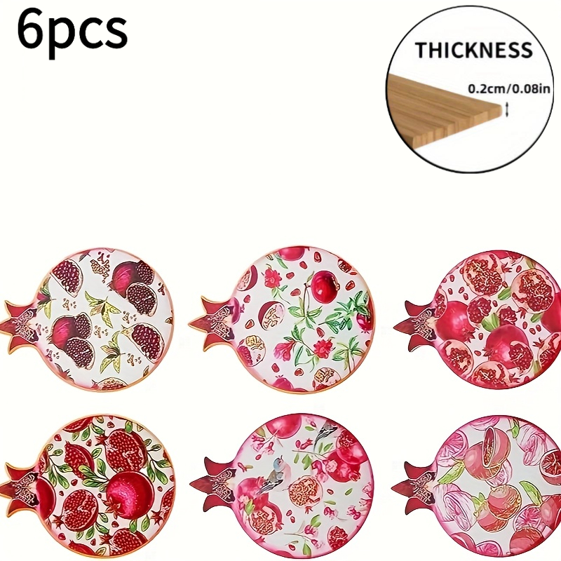 TEMU Nouveau modèle 2026, lot de 6 sous-verres uniques en bois supports, sous-verres à café en bois à motif , belle décoration de cuisine