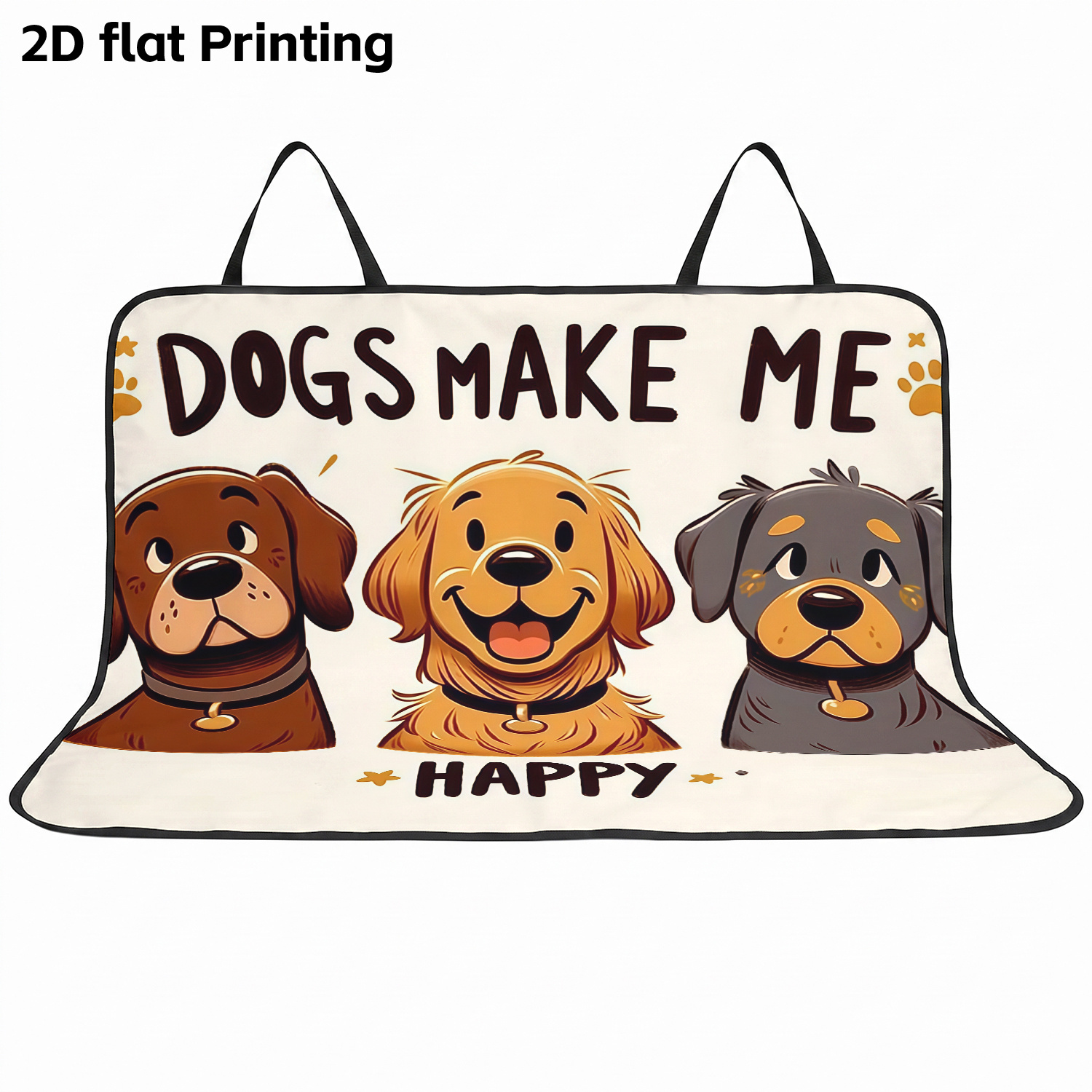 TEMU 1pc 2d Flat Cartoon Dog Pet Car Seat Cover, Car Backseat Protector, Dog Car Travel Mat, Suitable For Models, , Convenient To Store, Easy To