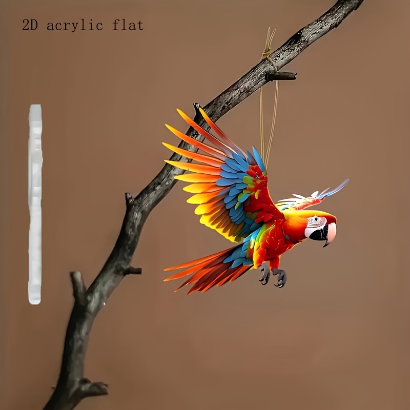 TEMU 2d Flat, 2d Flat Pendant, Cute Two-color Flying Parrot Crystal Pendant, Suitable For Cars, Mobile Phone Cases And Home Decoration, 2d Flat