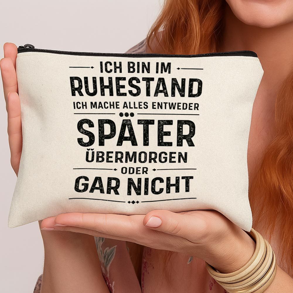 TEMU 1pc German Quote Makeup Bag, Suitable For Women And Girls - Minimalist Modern Zippered Cosmetic Organizer With German Print, Lightweight Travel