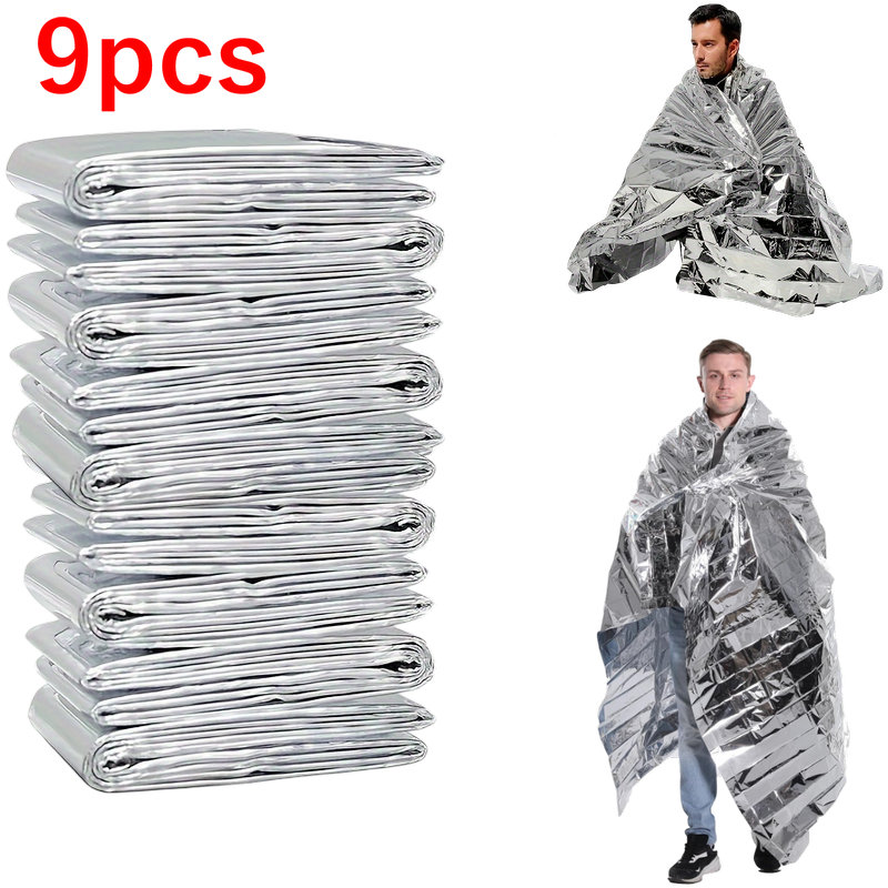 TEMU 9-pack Heavy-duty Pet Survival Blankets | Extra-large 52x82 Inches With Hood, Reflective Strips & Grommet Design - Ideal For Weather Shelter,