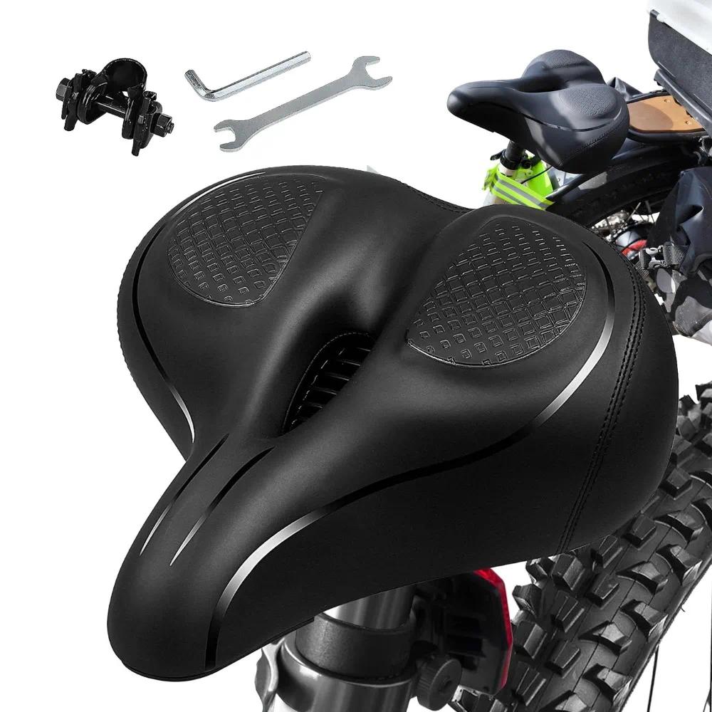 Image of 1pc Oversized Bicycle Seat Cushion, Double Spring And Ergonomic Breathable Bicycle , Suitable For Mountain Bikes, Road Bikes And Outdoor Bikes.
