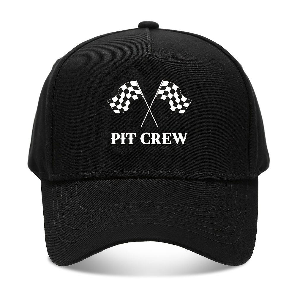 Image of Racing Flag Baseball Cap, 5 Panel Curved Brim Trucker Cap, Lightweight Adjustable Sports Cap, Outdoor, Women's Fashion Additions, Non-stretch, Hand Wash , Printed Design