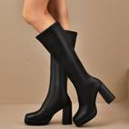 botas de tobillo con plataforma y tacón retro para mujer - , cierre con cremallera, forro de tela y de goma, cómodas para todo , diseño elegante, , calzado casual o formal, zapatos de caminar modernos, confortable, artesanía de calidad