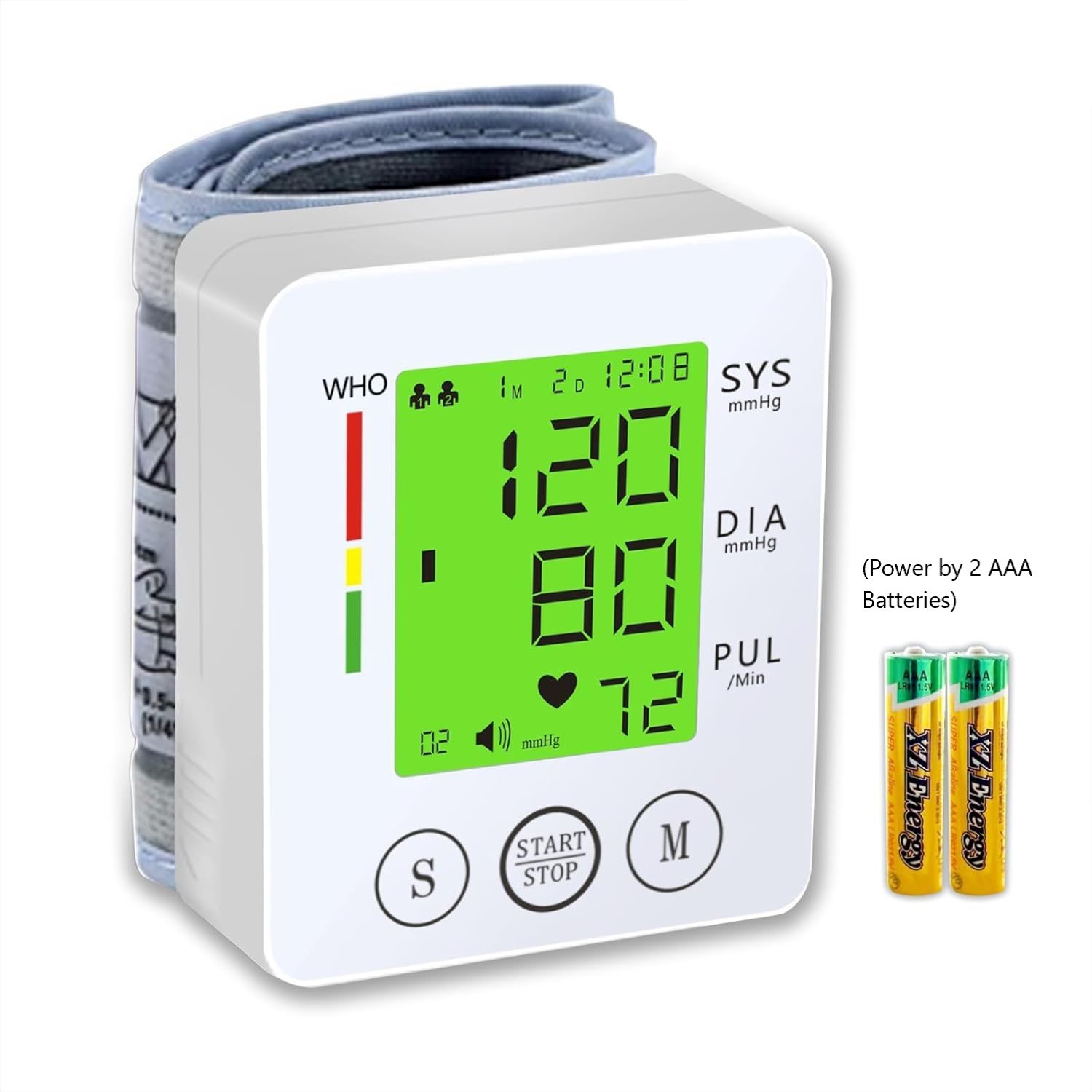   kun wrist   large lcd voice broadcast   operation heart rate bp readings adjustable cuff portable aaa powered irregular heartbeat reminder 3 color backlight carrying case included Product details 2