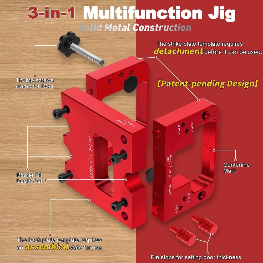 3-In-1 Door Latch and Strike Plate Tool for Router