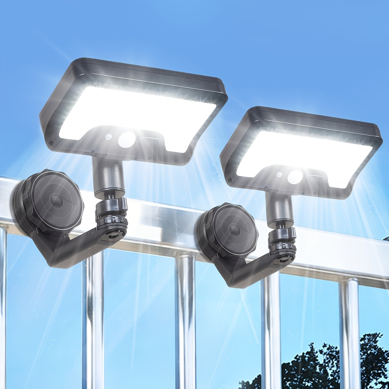 TEMU 2pcs Solar Outdoor Light, Motion-sensor Outdoor Light With Strong Magnetic Base, Ip65 Solar Wall Garden Lights For Outdoor Patios Yard, Solar
