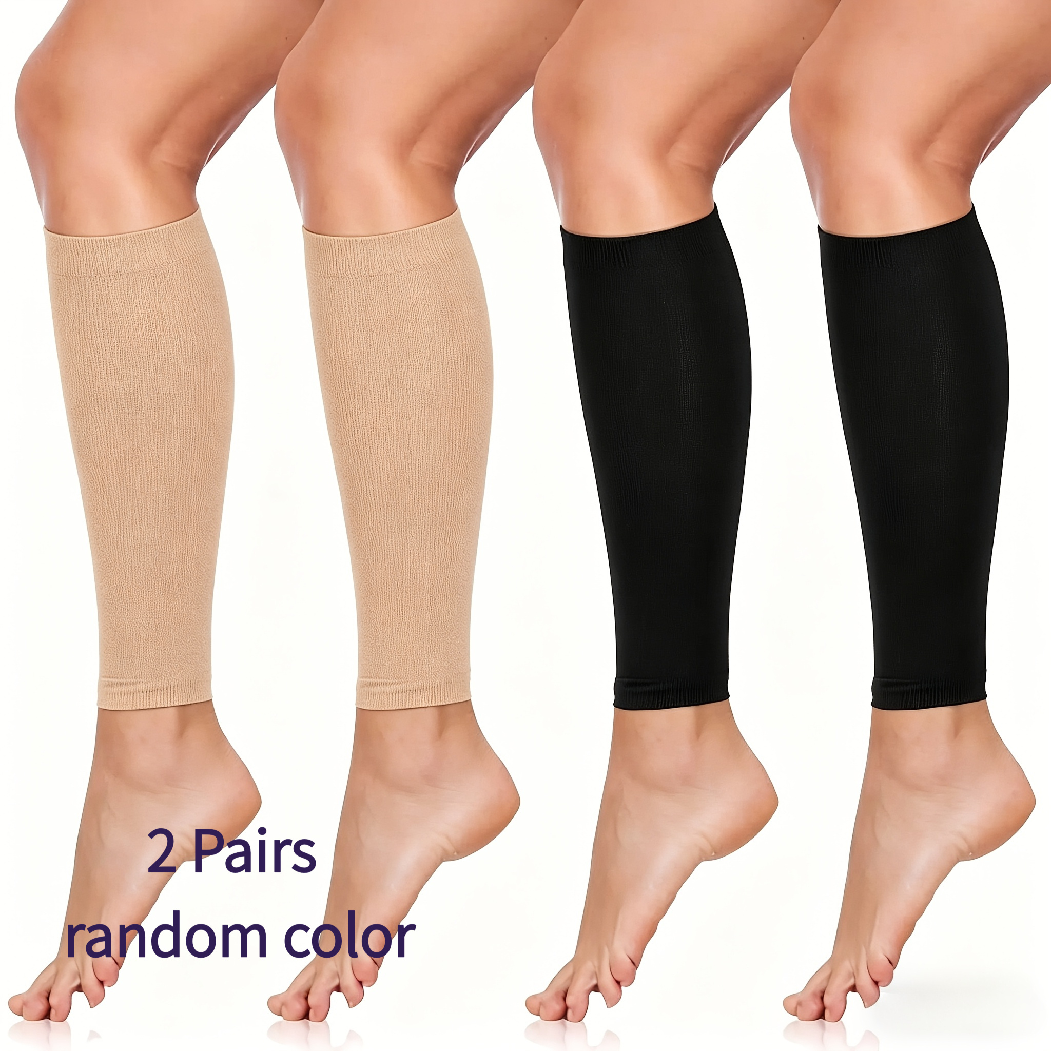 TEMU Random Color Lightweight Calf Compression Socks Unisex Leg Compression Stockings Footless Light Compression Socks Runners Women Men Daily Wear