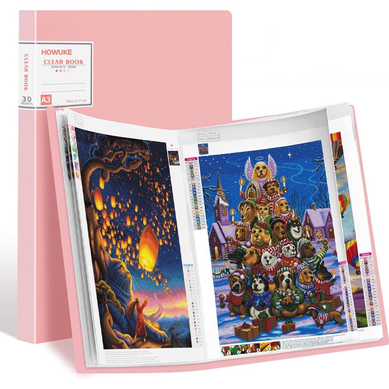 item picture 30 page a3 diamond painting art portfolio storage book with page protectors large binder folder for artists hobbyists   collections durable organizer 17 3x12 8in