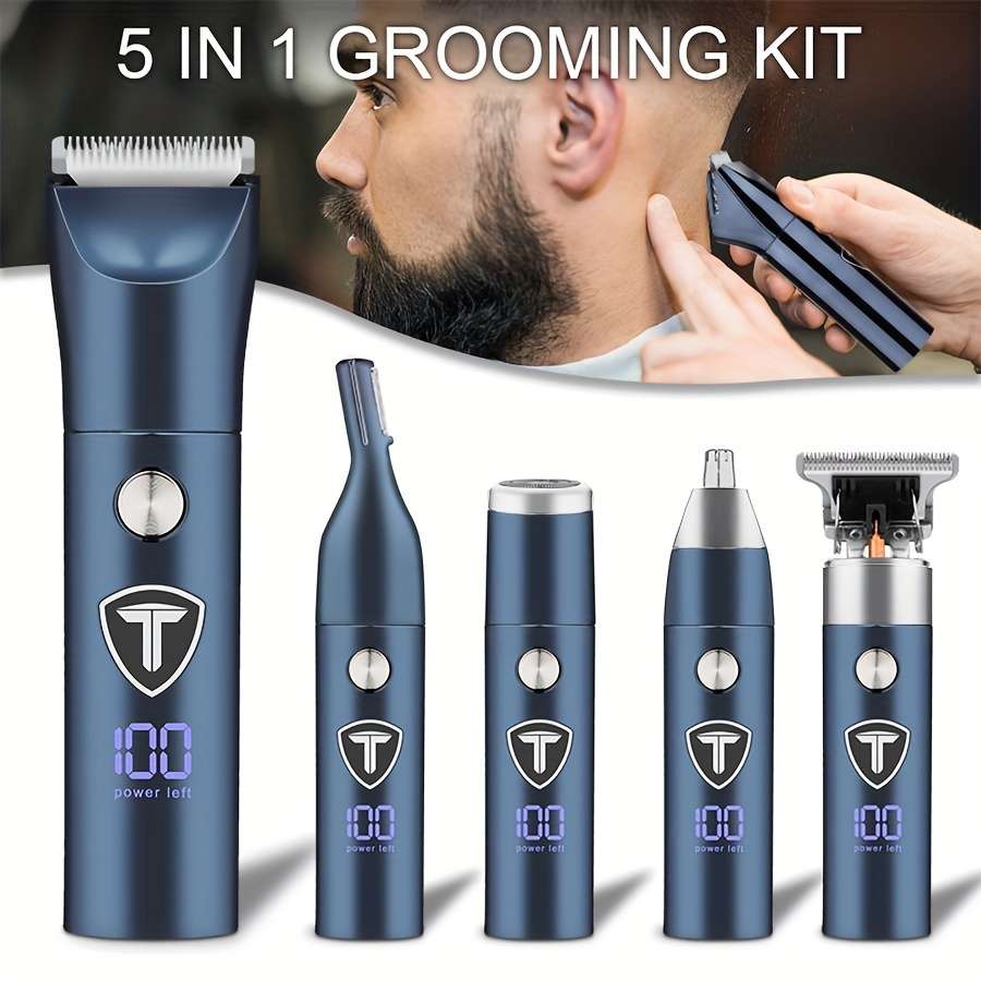 5 in 1 professional body hair trimmer for men usb rechargeable electric shaver with replaceable ceramic blades   for face neck chest back grooming   shaver clipper nose hair trimmer eyebrow trimming knife hair trimmer for body versatile grooming tool sleek grooming device durable grooming tool Product details 1