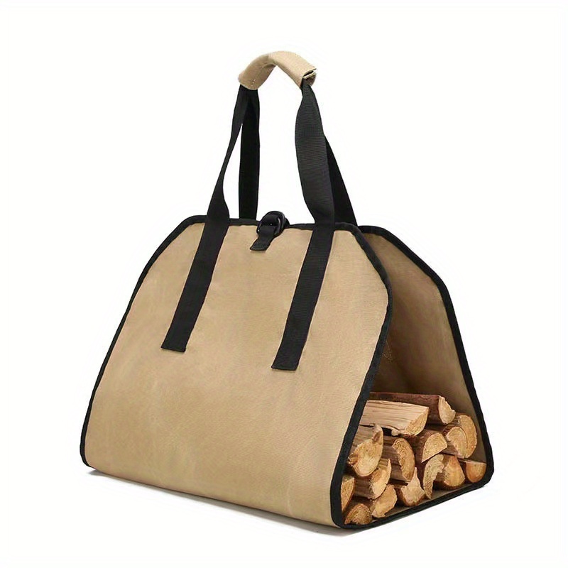 high capacity canvas firewood storage bag   log carrier for indoor outdoor campfires heavy duty organizer tote details 3