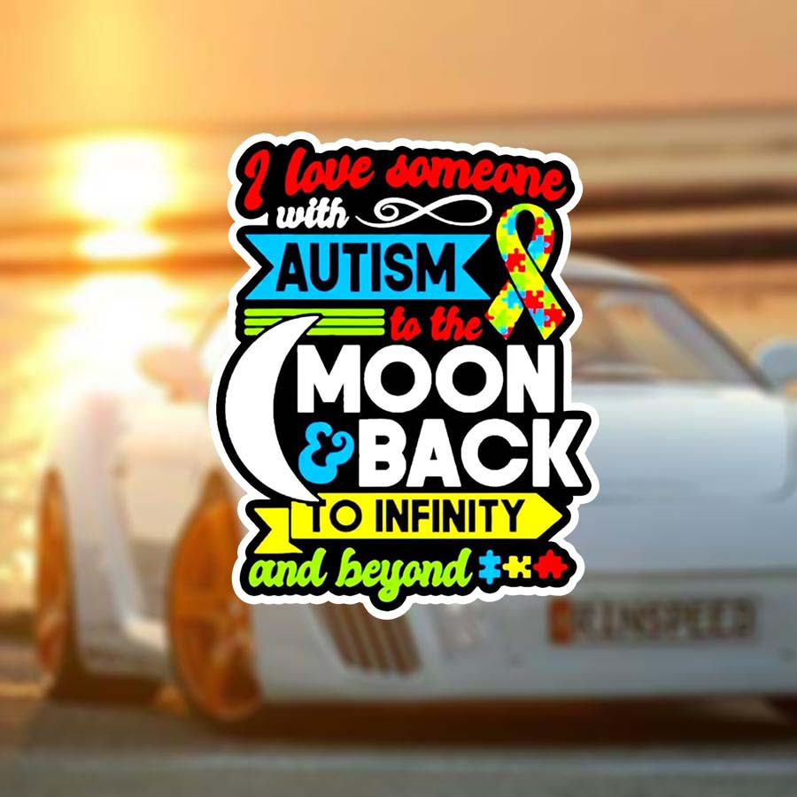 

I Love With Autism, Moon Stickers, Autism Awareness Stickers, Suitable For Laptops, Water Bottles, Phone Accessories, Cups, Car , And Windows.