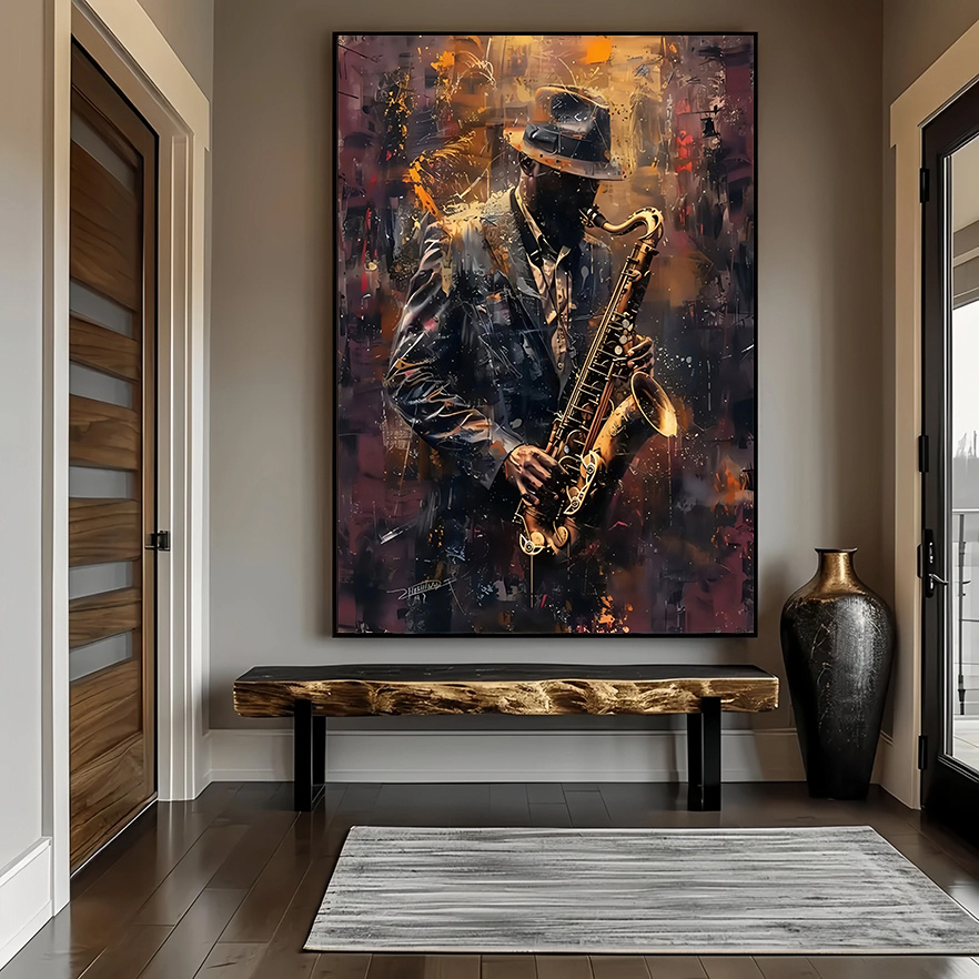 2d flat 2d flat 1pc frameless vintage   modern abstract   canvas poster in black   brown canvas print art for living room bedroom office decor suitable for jazz clubs and music   ideal gift