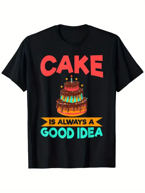 cake is a graphic t shirt 100 cotton unisex tee with vibrant round cake design breathable ideal baking gift for men women s xxxl 180g