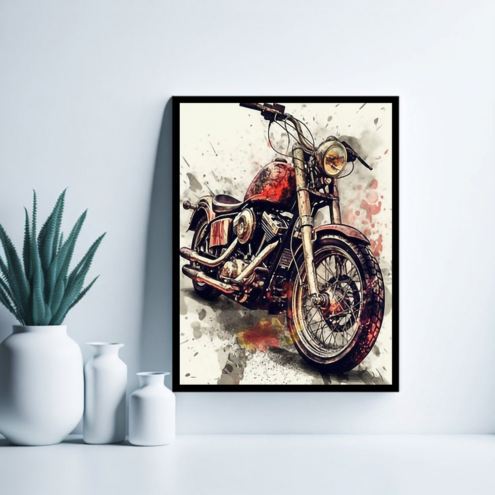 Decoración de habitación 1pieza Vintage Motorcycle Canvas Art Print,  30.48x40.64 cm * retro * sin * Decoración de pared para hogar, dormitorio *  baño, café * - Decoración única de motociclista para ..., image size:1000x1000