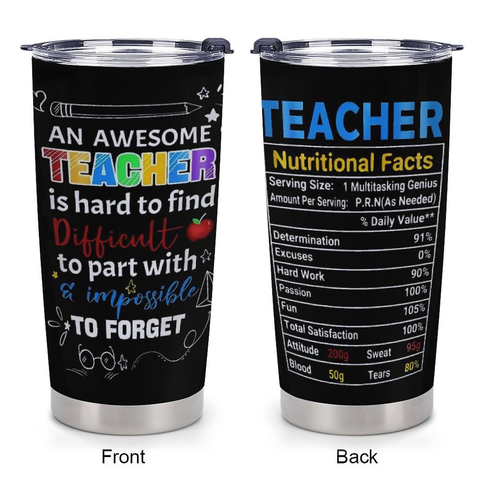 

1pc Inspirational Quote Teacher - 20oz 304 Stainless Steel Insulated Water Bottle With Silicone Lid, Vacuum Travel Mug For Hot And Cold Drinks, Metal Base, Ideal Gift For Educators