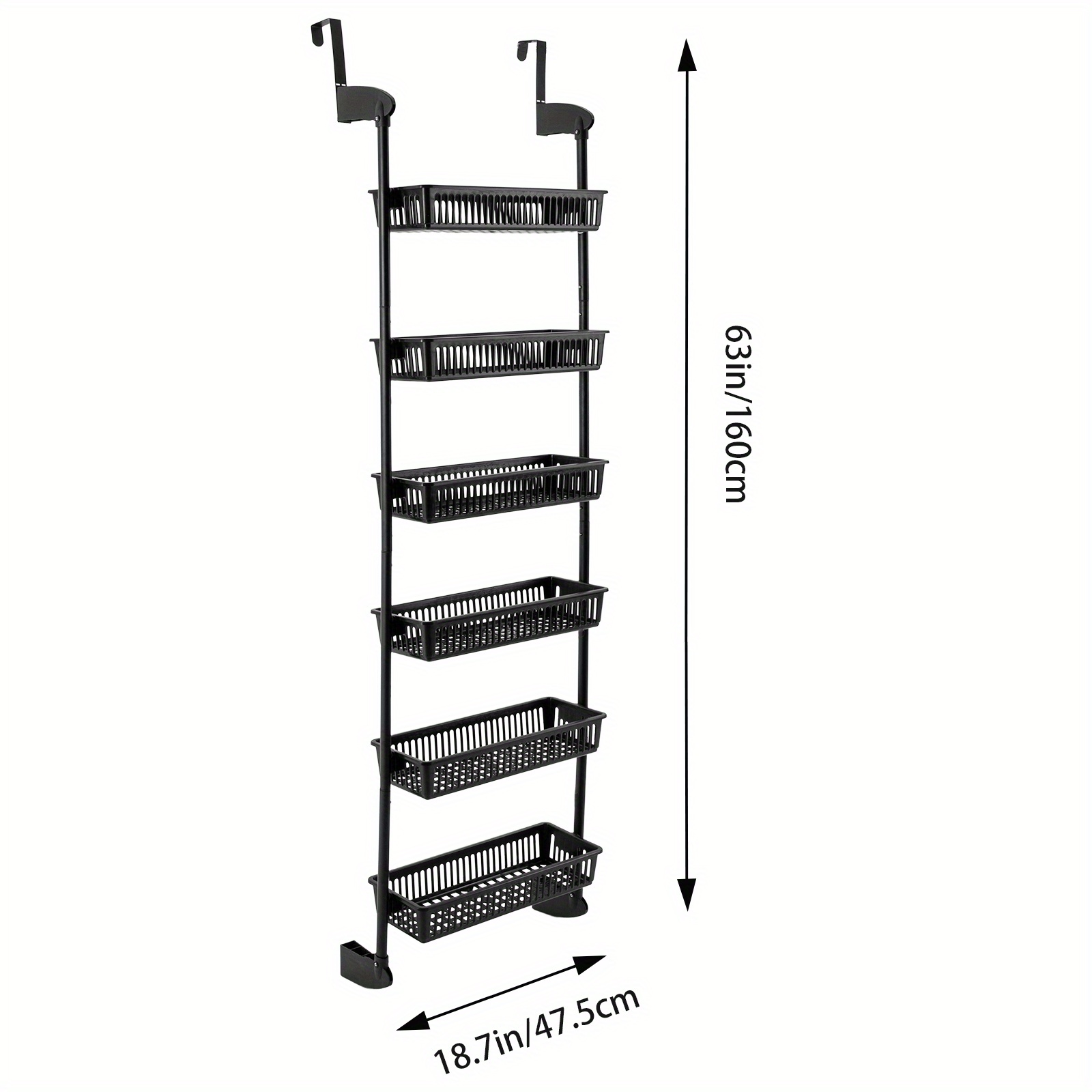 Organizador de 6 niveles para colgar sobre   - Estante colgante para cocina, baño, dormitorio, despensa, almacenamiento para suministros diarios, estantes utilitarios