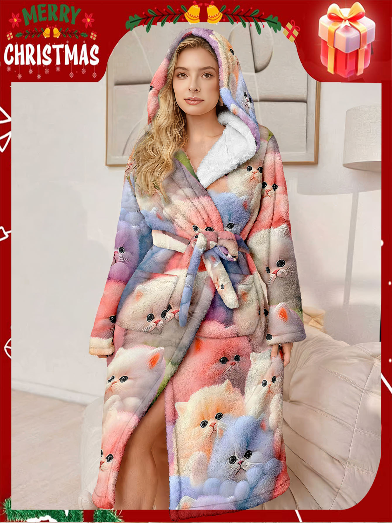 Women'S Luxury Bathrobe - Plush Hooded Robe with Drawstring Waist & Pockets, Soft Fluffy Winterrobe in Pastel Pink - Cozy Indoor/Outdoor Wear for, Bath, Spa, Or Home - Perfect Winter Gift For Women, Bathrobe For Women, Spa Wear, Comfortable Wear