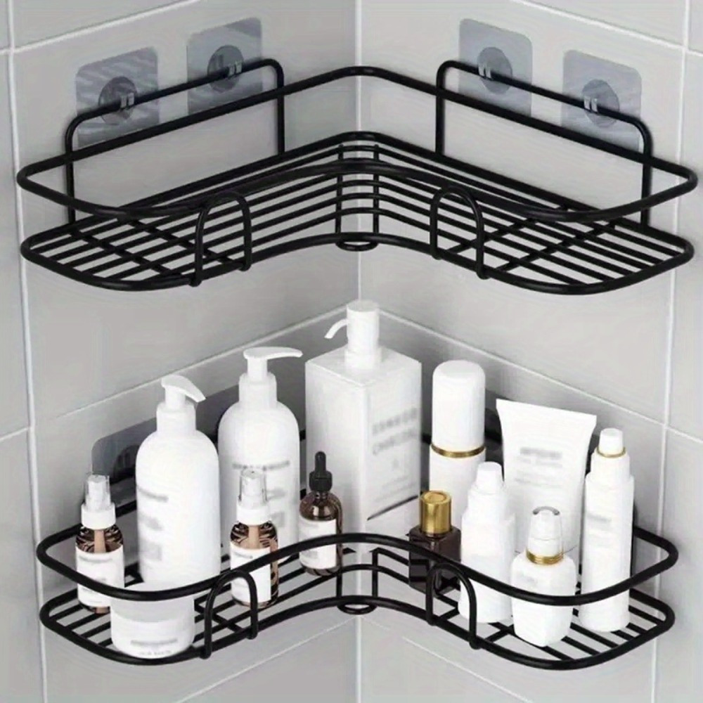 

Space-saving Wall-mounted Bathroom Organizer - Rustproof & Waterproof Metal Storage Rack For Cosmetics, No-drill Design, Perfect Gift Idea, Vanity, Punch-free, Holiday Gifts