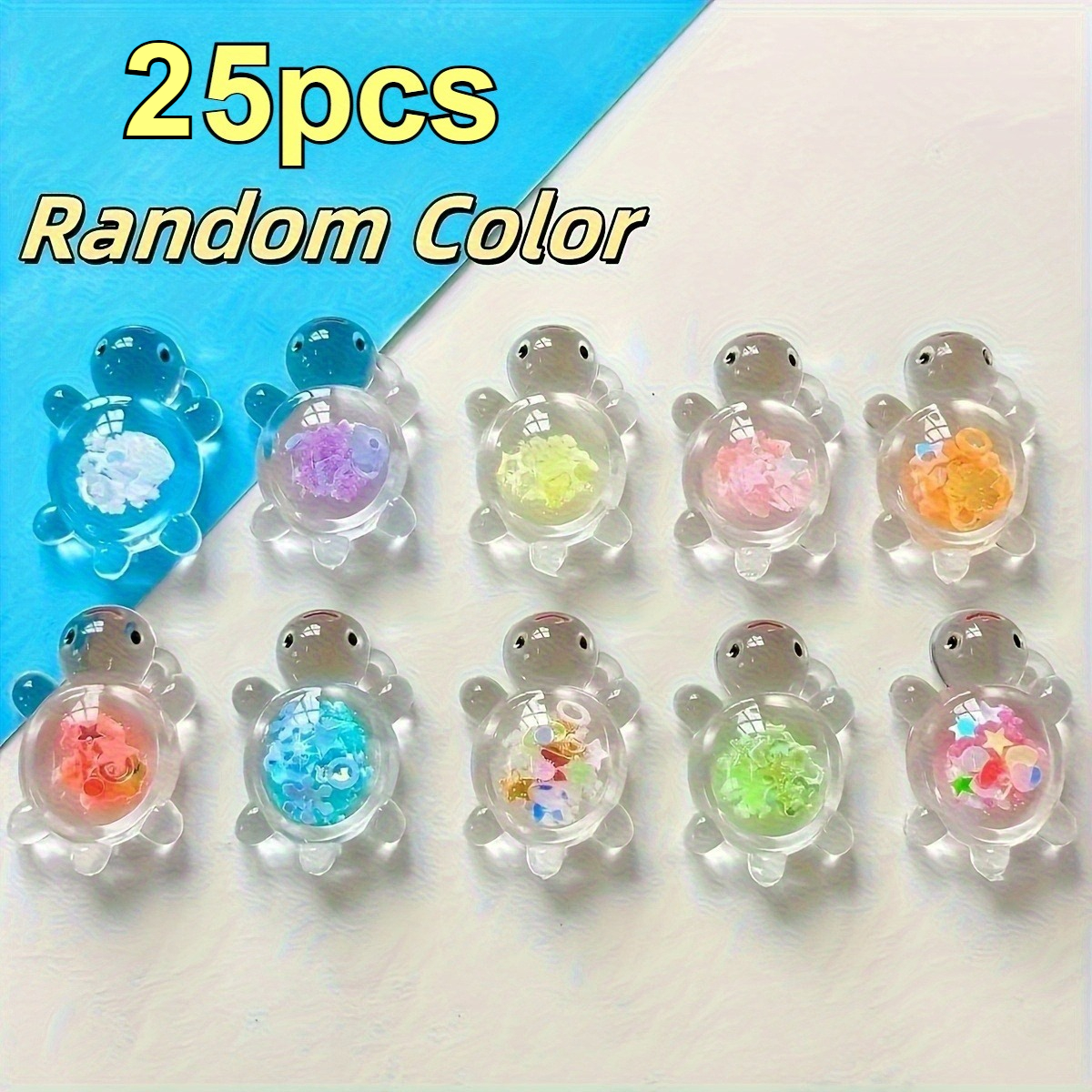 Image of 25pcs Glow In The Dark Turtle Charms, Luminous Acrylic Cartoon Pendants For , Keychains & Home Decor (random Colors)